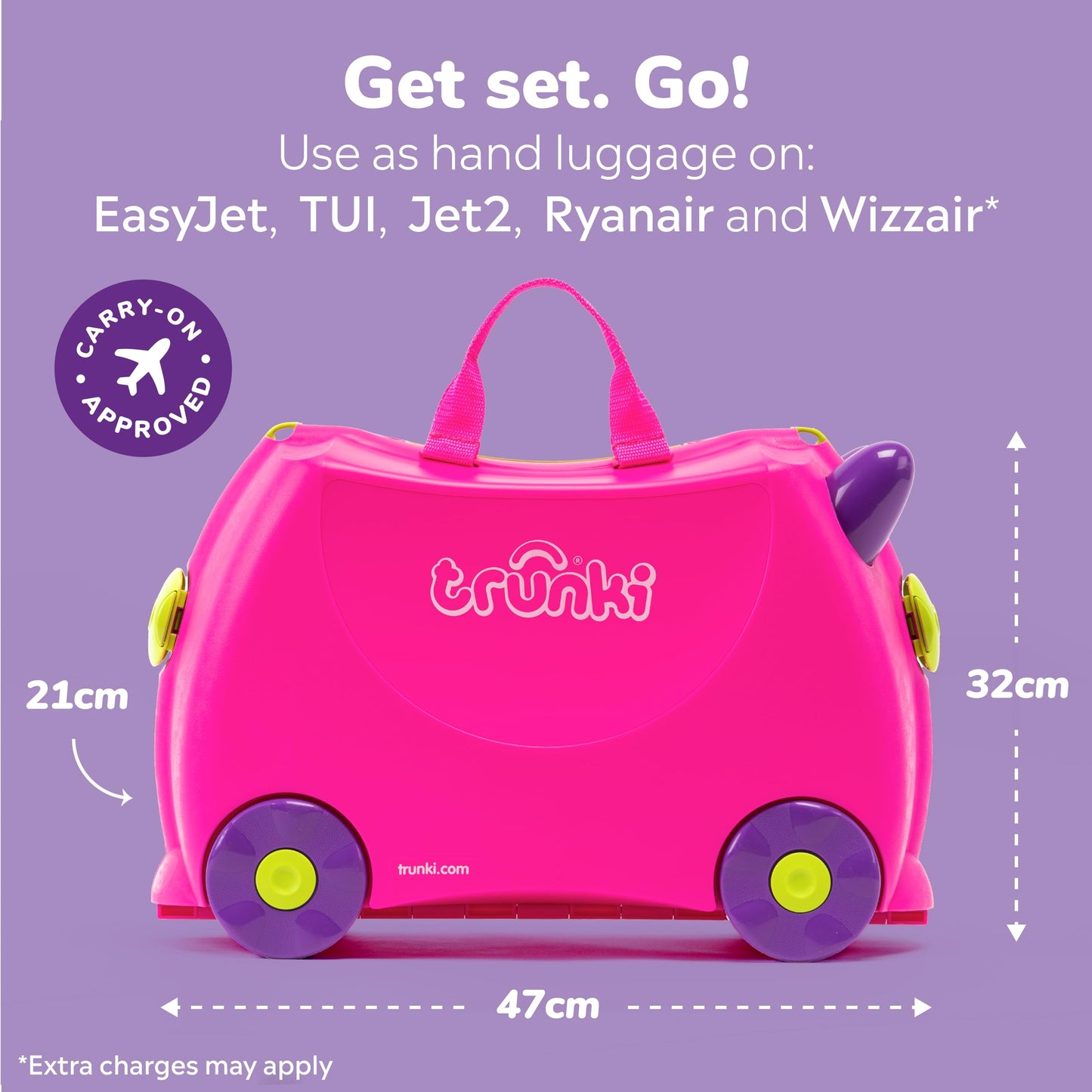 Trunki Children’s Ride-On Suitcase and Kid's Hand Luggage | Ideal 3 Year Old Girl Gift : Trixie (Pink)