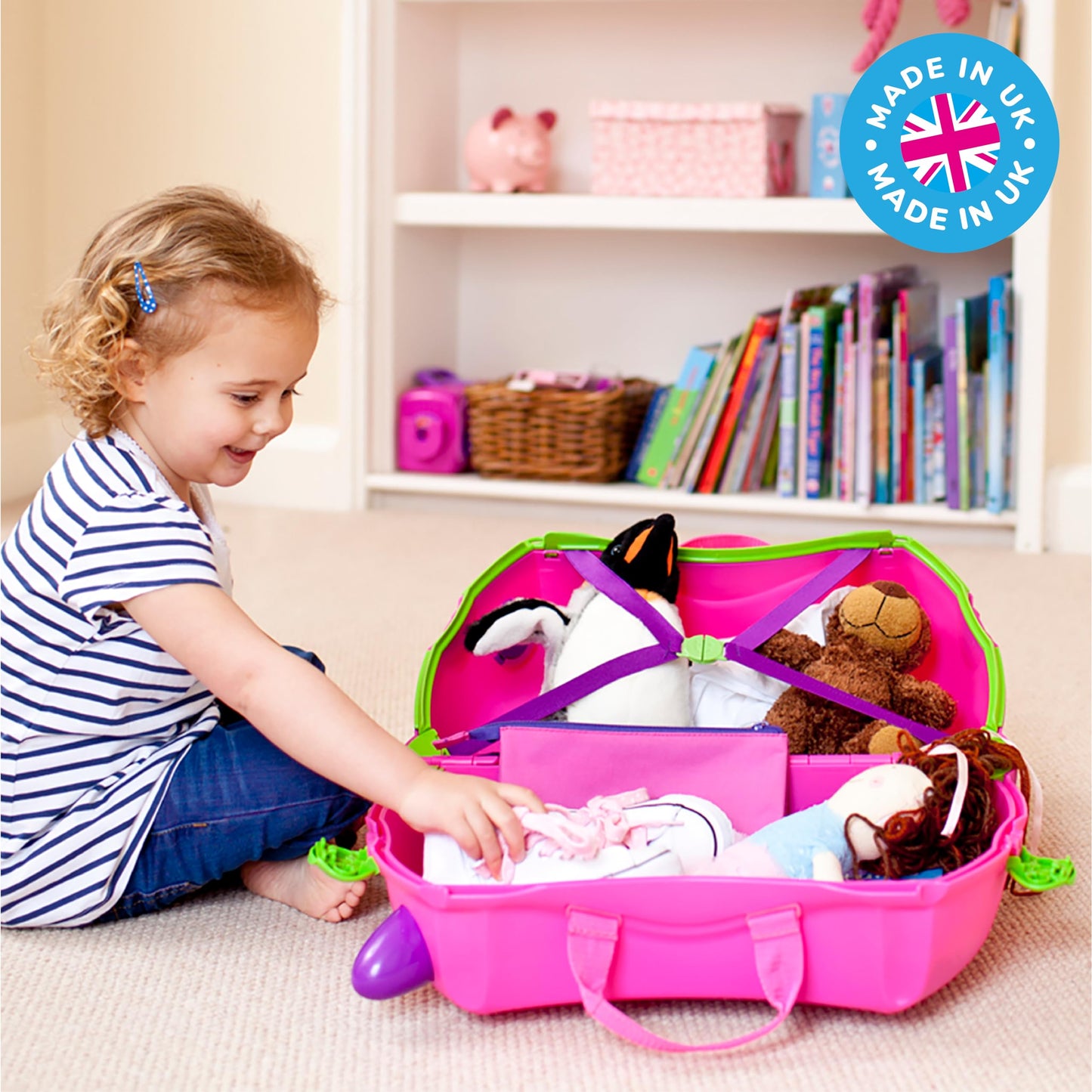 Trunki Children’s Ride-On Suitcase and Kid's Hand Luggage | Ideal 3 Year Old Girl Gift : Trixie (Pink)