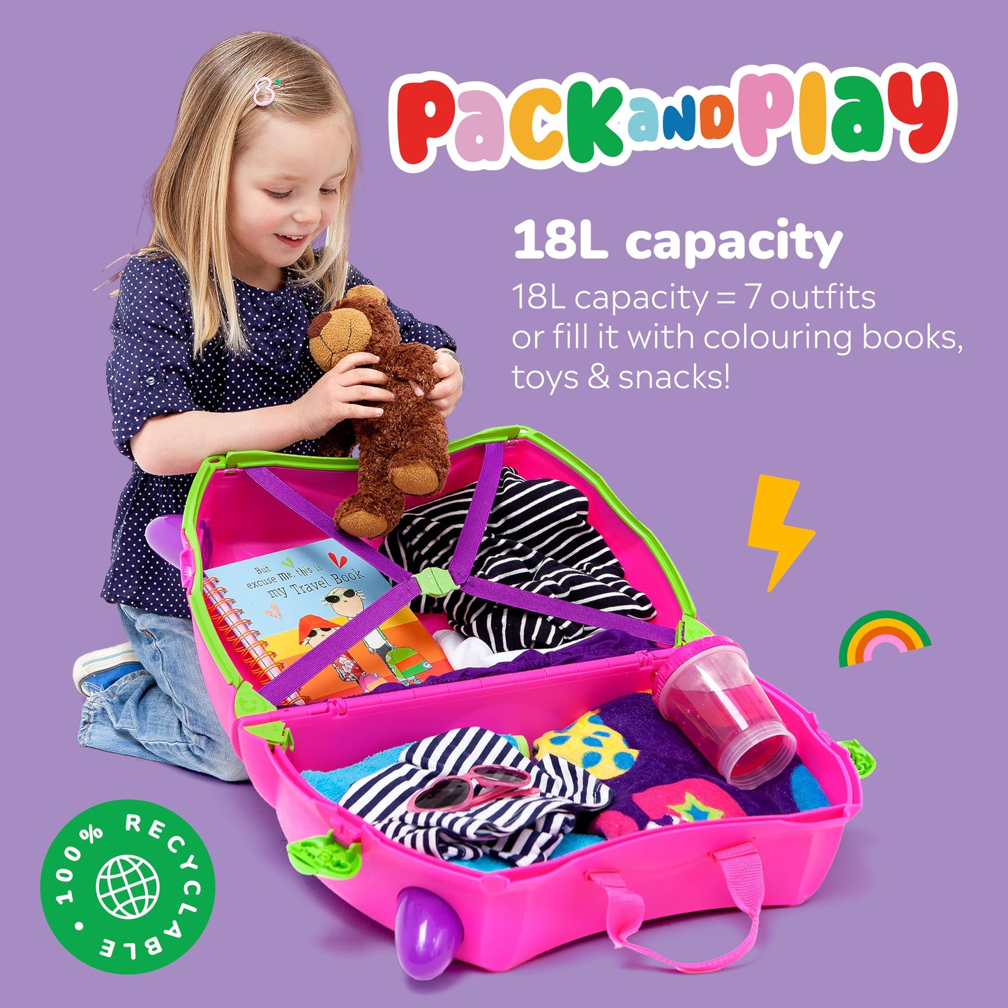 Trunki Children’s Ride-On Suitcase and Kid's Hand Luggage | Ideal 3 Year Old Girl Gift : Trixie (Pink)