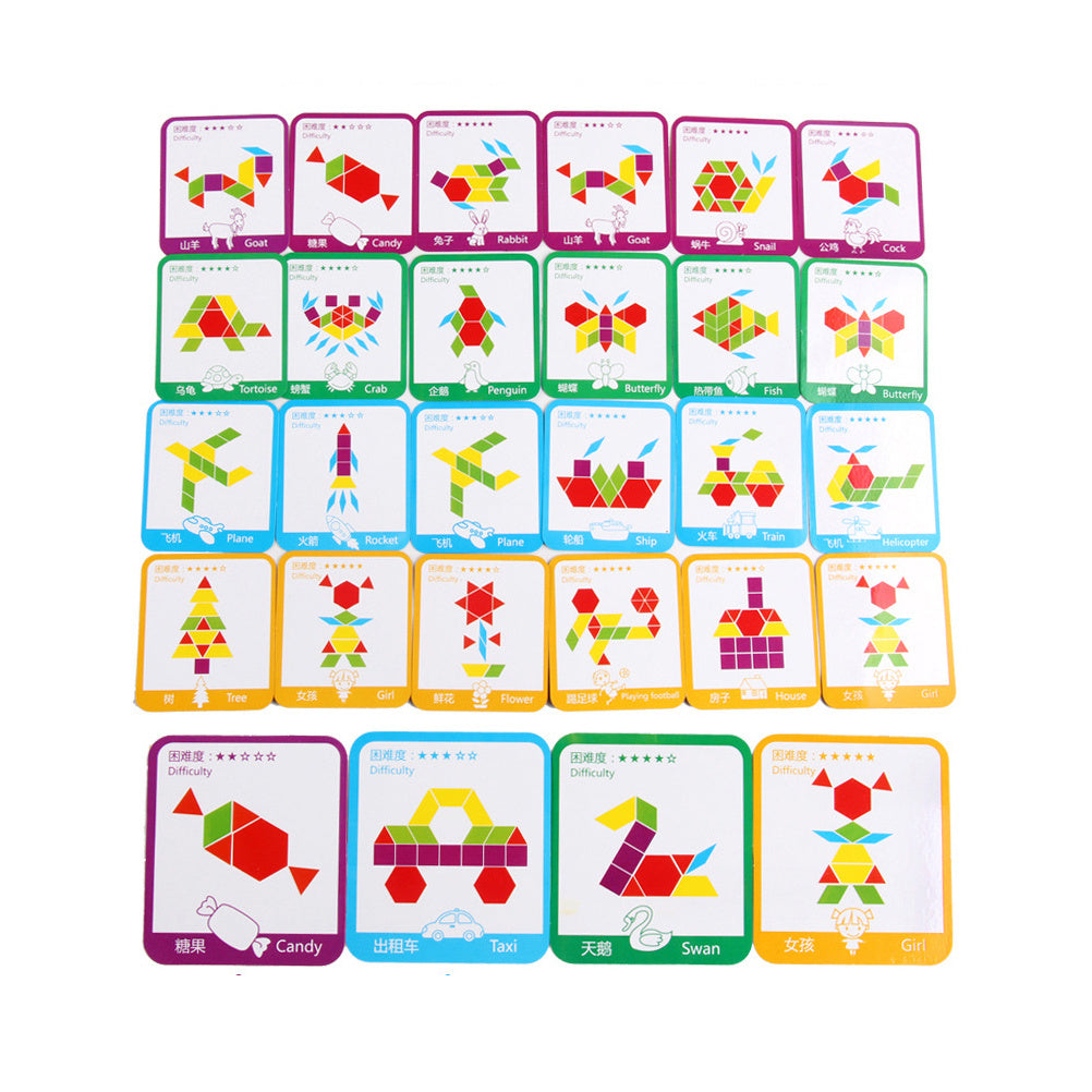 155Pcs Wooden Blocks Set Geometric Shape Puzzle Kindergarten Classic Educational Toys for Kids