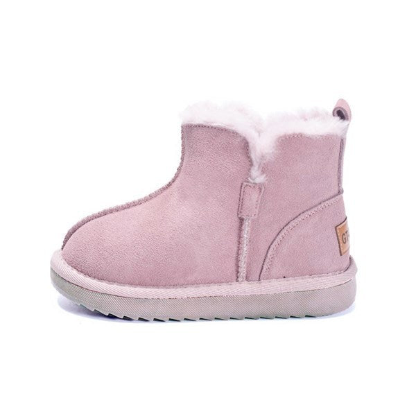 New Winter Children Snow Boots Genuine Leather