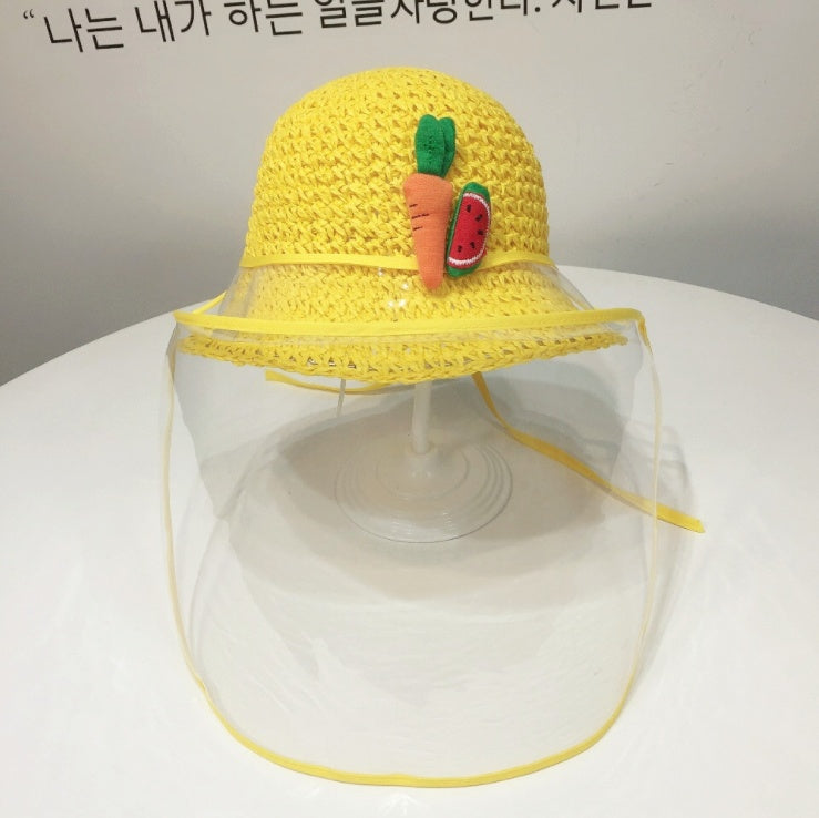 Kids Boys Girls Anti-spitting Protective Hat Dustproof Cover Fisherman Straw Cap Clear Saliva-proof Dust-proof Sun Visor Hat