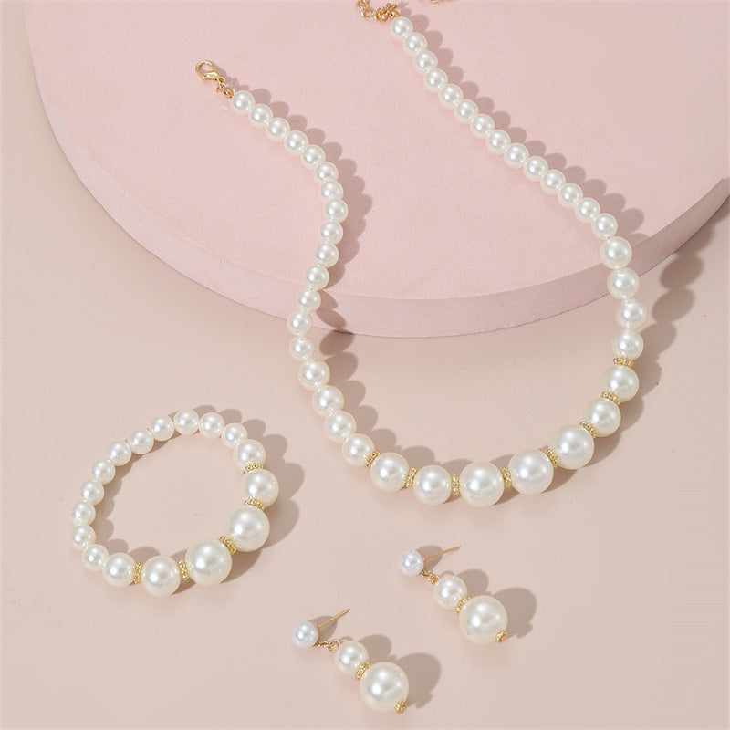 Children's Clavicle Necklace Earring Bracelet Suit