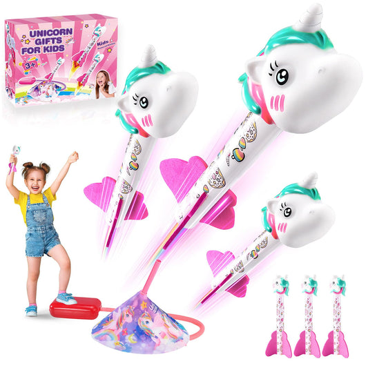 DejaNard Unicorn Gifts for Girls, Unicorn Toy Rockets Garden Toys for 3-10 Year Olds Boys Girls Outdoor Toys Rocket Toy Launcher for Kids