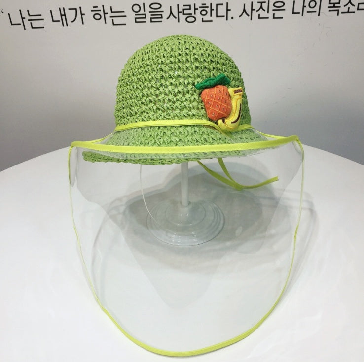 Kids Boys Girls Anti-spitting Protective Hat Dustproof Cover Fisherman Straw Cap Clear Saliva-proof Dust-proof Sun Visor Hat