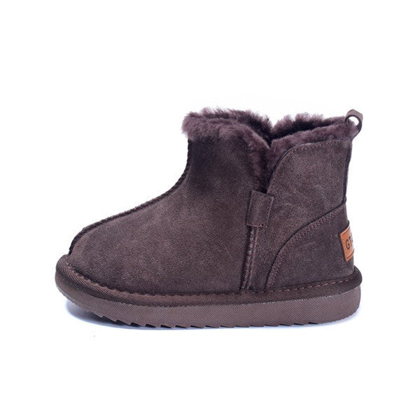 New Winter Children Snow Boots Genuine Leather