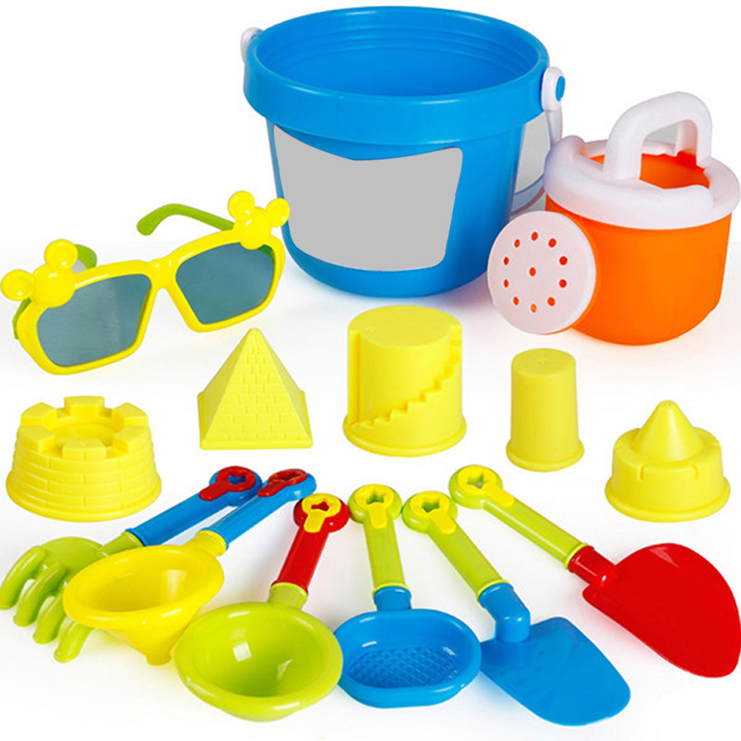 Kids Beach Sand Toys 14pcs Beach Toy with Sand Shovel Glasses Sand Bucket Model for Boys Girls Toddlers Kids